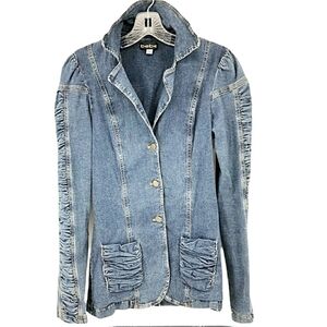 Bebe Women’s Medium Denim Button Long Sleeve with Pockets Jacket